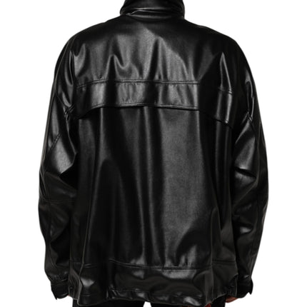 Dolce & Gabbana Black Polyester Logo Plaque Bomber Jacket