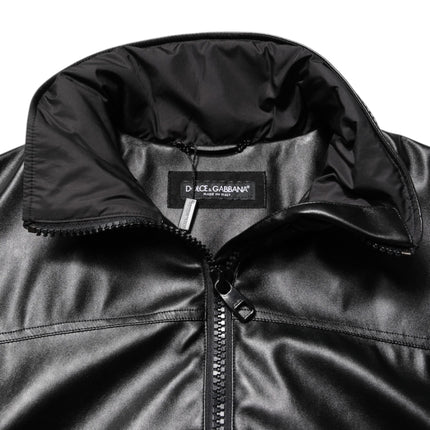 Dolce & Gabbana Black Polyester Logo Plaque Bomber Jacket