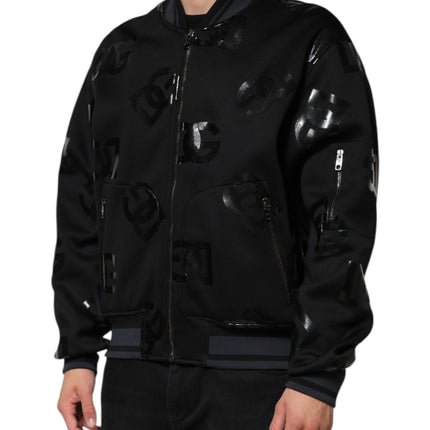 Dolce & Gabbana Black Wool Logo DG Mania Men Bomber Jacket
