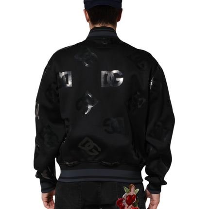 Dolce & Gabbana Black Wool Logo DG Mania Men Bomber Jacket