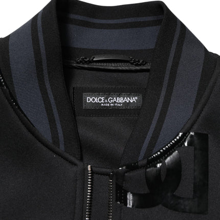 Dolce & Gabbana Black Wool Logo DG Mania Men Bomber Jacket