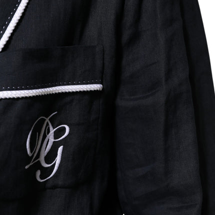 Dolce & Gabbana Dark Blue DG Embroidery Jacket Robe Blazer