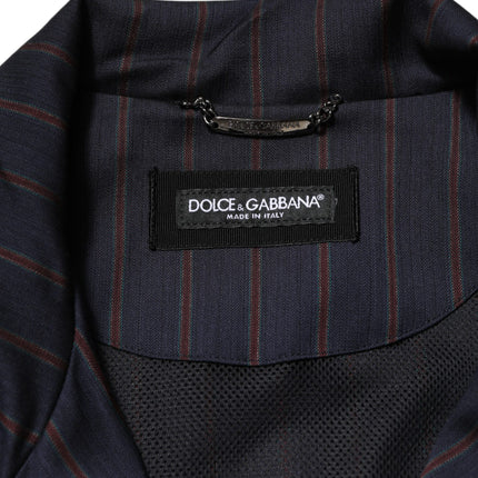 Dolce & Gabbana Blue Red Striped Logo Plaque Full Zip Jacket