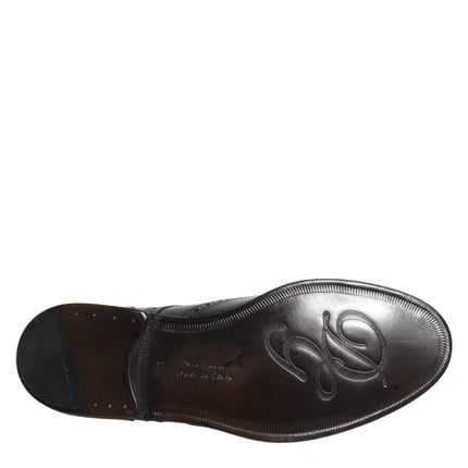 Dolce & Gabbana Black Leather Derby Wingtip Formal Shoes