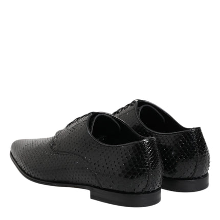 Dolce & Gabbana Black Exotic Leather Lace Up Derby Shoes