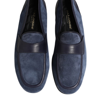 Dolce & Gabbana Blue Suede Leather Loafers Moccasin Shoes