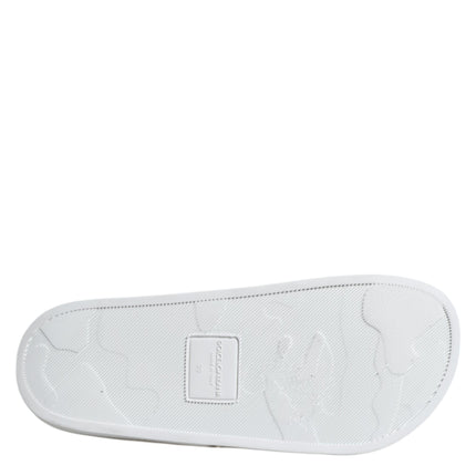 Dolce & Gabbana White Leather Slides Sandals Beachwear Shoes