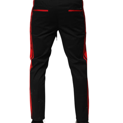 Dolce & Gabbana Red Stripe Cotton Logo Jogger Sweatpants Pants