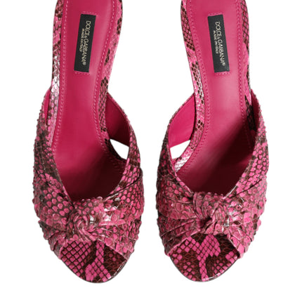 Dolce & Gabbana Pink Leather Heels Slides Sandals Shoes