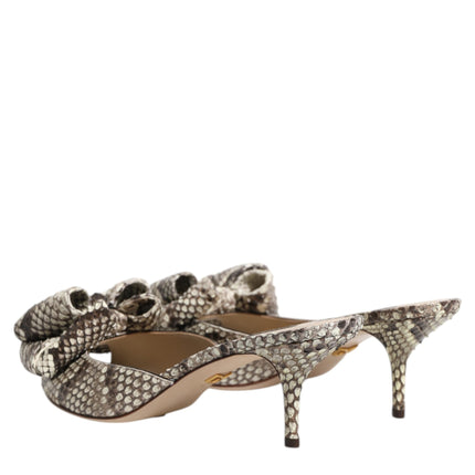 Dolce & Gabbana Multicolor Keira Bow Leather Peep Toe Mules Shoes