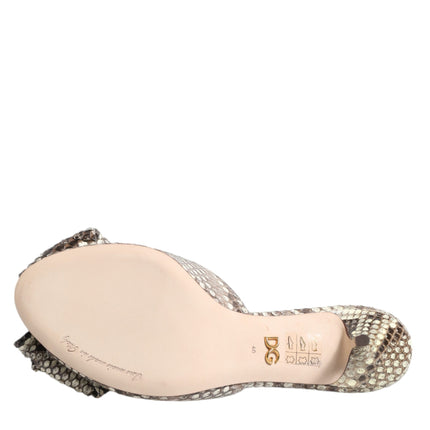 Dolce & Gabbana Multicolor Keira Bow Leather Peep Toe Mules Shoes