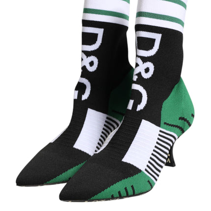 Dolce & Gabbana Green Stretch Sock Style Ankle Boots Shoes