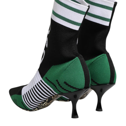 Dolce & Gabbana Green Stretch Sock Style Ankle Boots Shoes