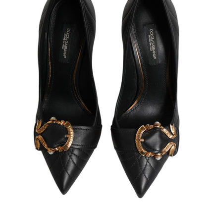 Dolce & Gabbana Black Devotion Leather Heels Pumps Shoes