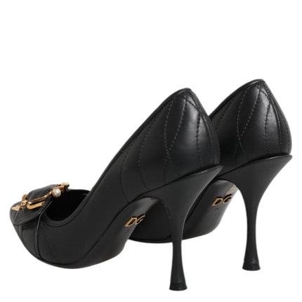 Dolce & Gabbana Black Devotion Leather Heels Pumps Shoes