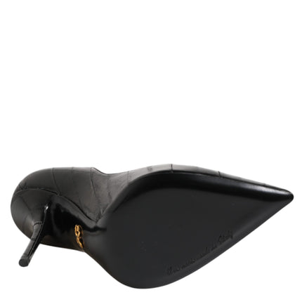 Dolce & Gabbana Black Leather Stiletto High Heels Pumps Shoes