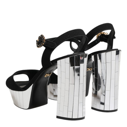 Dolce & Gabbana Black Crystal Ankle Strap Keira Sandal Shoes