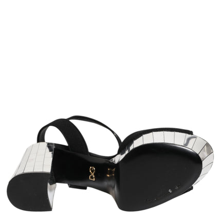 Dolce & Gabbana Black Crystal Ankle Strap Keira Sandal Shoes