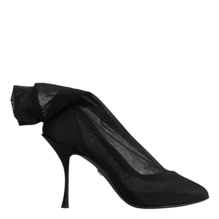 Dolce & Gabbana Black Silk Stretch Mesh Sock Boots Shoes