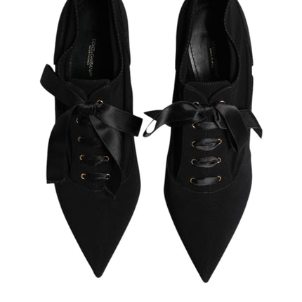 Dolce & Gabbana Black Lace Up Stiletto Heels Pumps Shoes