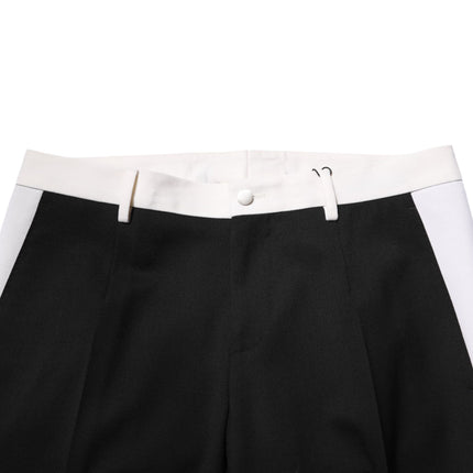 Dolce & Gabbana Black White Stripe Wool Men Trouser Pants