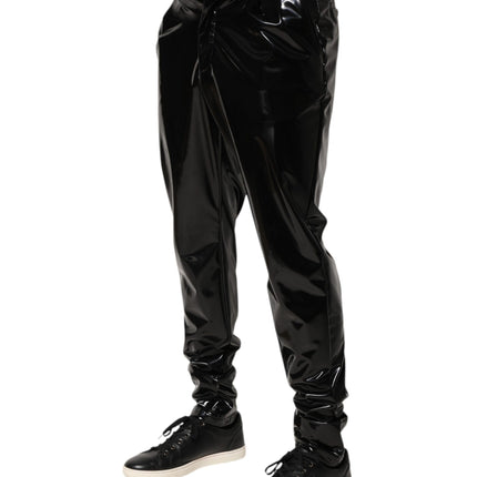 Dolce & Gabbana Black Polyester Mid Waist Men Trouser Pants