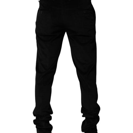 Dolce & Gabbana Black Cotton Men Dress Formal Trouser Pants
