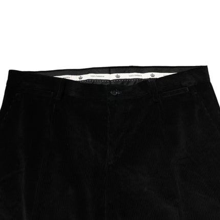 Dolce & Gabbana Black Cotton Men Dress Formal Trouser Pants