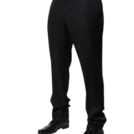 Dolce & Gabbana Black Wool Men Formal Dress Trouser Pants