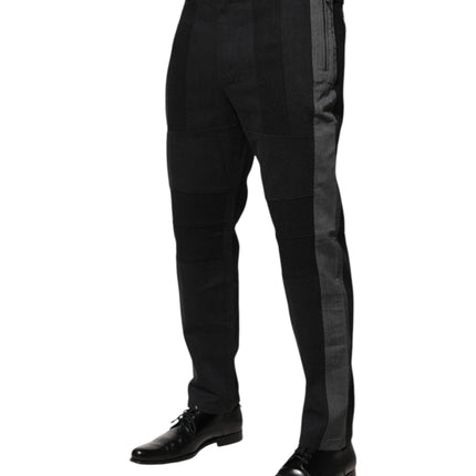 Dolce & Gabbana Black Gray Cotton Dress Formal Trouser Pants