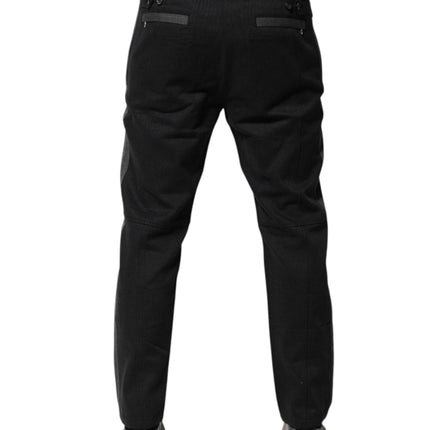 Dolce & Gabbana Black Gray Cotton Dress Formal Trouser Pants