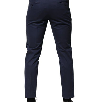 Dolce & Gabbana Blue Cotton Tapered Men Formal Trousers Pants