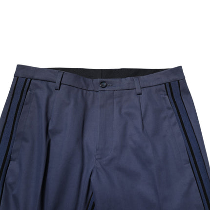 Dolce & Gabbana Blue Cotton Tapered Men Formal Trousers Pants