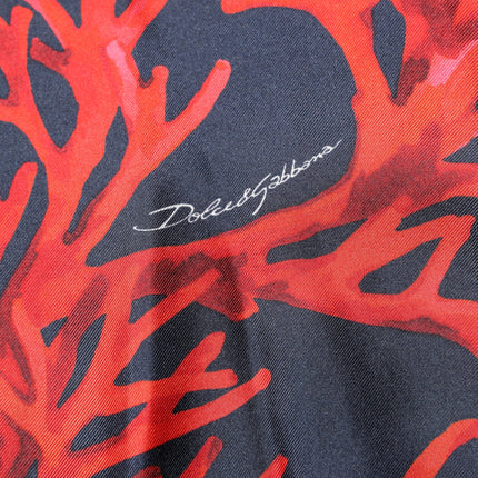 Dolce & Gabbana Navy Red Silk Coral Print Pullover Sweater