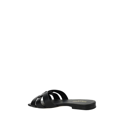 Saint Laurent Black Calf Leather Bos Taurus Strap-On Sandals