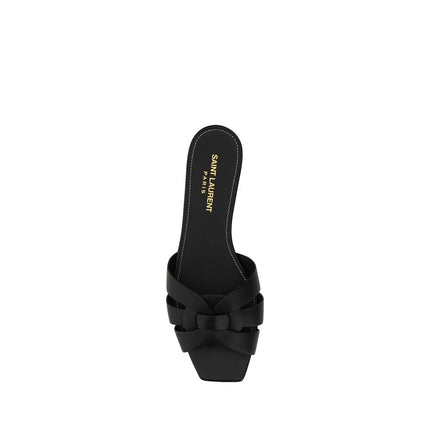 Saint Laurent Black Calf Leather Bos Taurus Strap-On Sandals