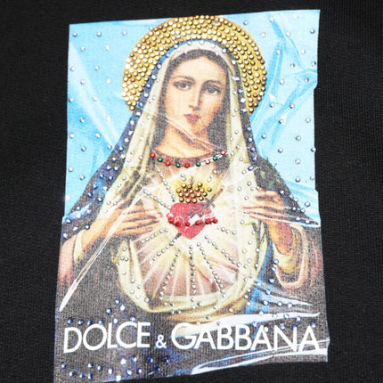 Dolce & Gabbana Black Printed Hoodie Crystal Embellished Jacket
