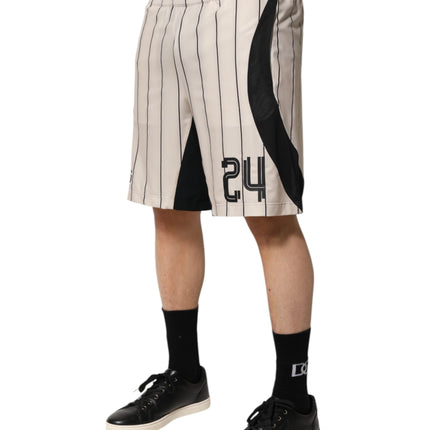 Dolce & Gabbana Off White Polyester DG Logo Sweatshorts Shorts
