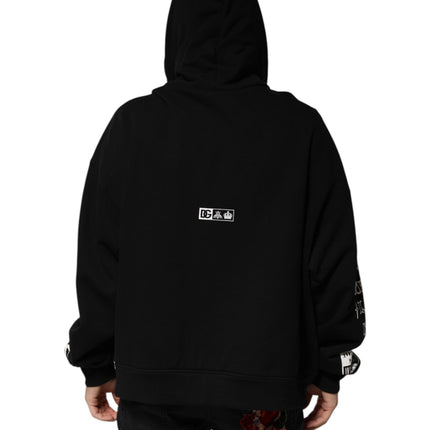 Dolce & Gabbana Black Cotton DG Milano Logo Print Hoodie Sweater