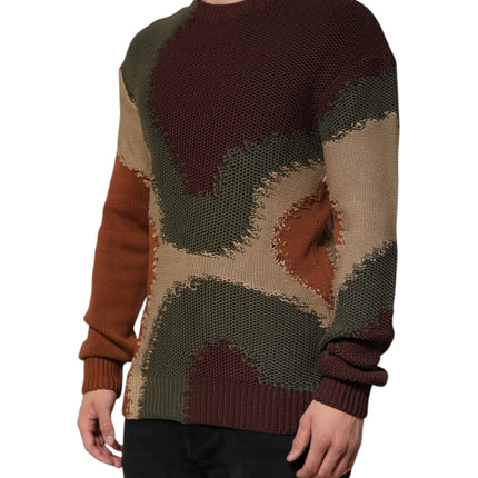 Dolce & Gabbana Multicolor Cotton Abstract Men Pullover Sweater