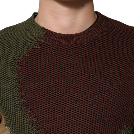 Dolce & Gabbana Multicolor Cotton Abstract Men Pullover Sweater