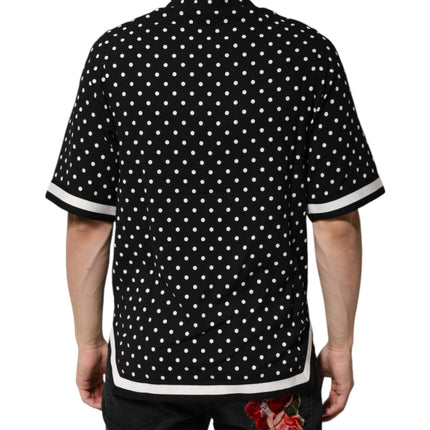 Dolce & Gabbana Black Polka Dot Short Sleeves Collared Polo T-shirt