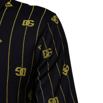 Dolce & Gabbana Black Logo Jacquard Knitted Polo Shirt T-shirt