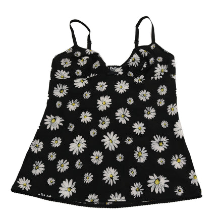 Dolce & Gabbana Black Daisy Print Dress Lingerie Chemisole