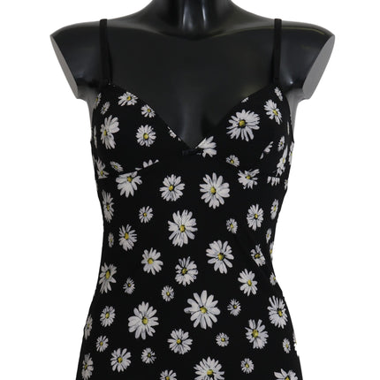 Dolce & Gabbana Black Daisy Print Dress Lingerie Chemisole