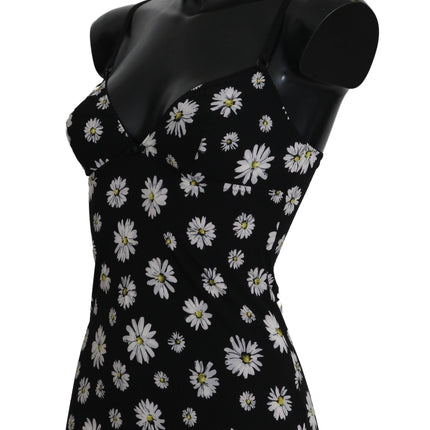 Dolce & Gabbana Black Daisy Print Dress Lingerie Chemisole