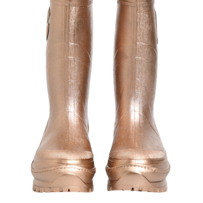 Dolce & Gabbana Rose Gold Rubber Pull On Rain Boots  Shoes