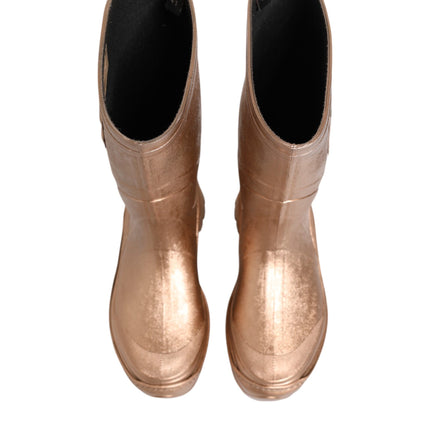 Dolce & Gabbana Rose Gold Rubber Pull On Rain Boots  Shoes