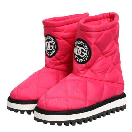 Dolce & Gabbana Pink White Viscose Padded Mid Calf Boots Shoes