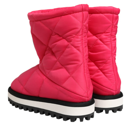 Dolce & Gabbana Pink White Viscose Padded Mid Calf Boots Shoes